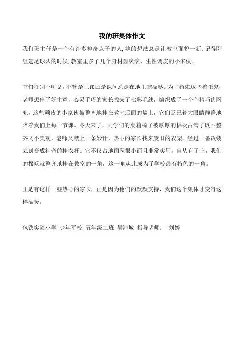 我的班集体作文