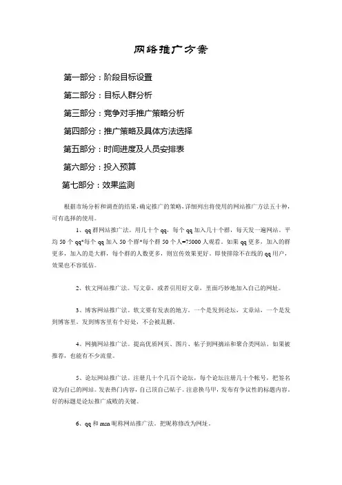 网络推广方案