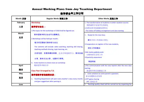 教学部全年工作计划.doc