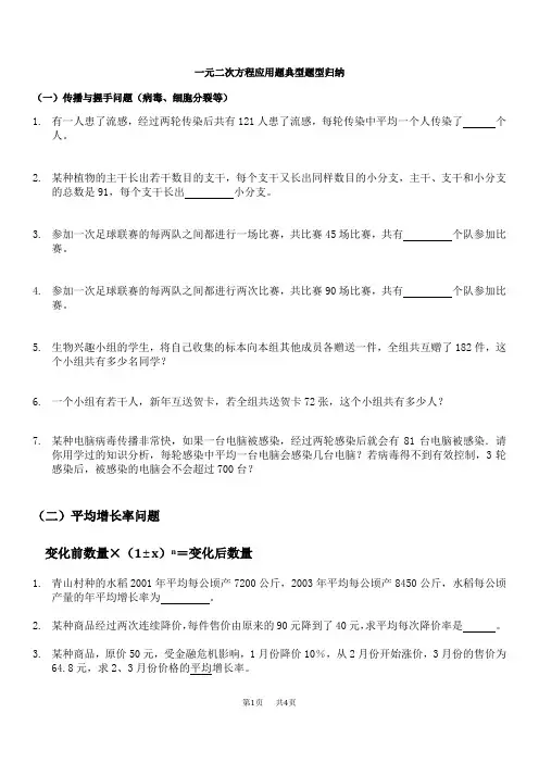 九年级数学：一元二次方程应用题典型题型归纳