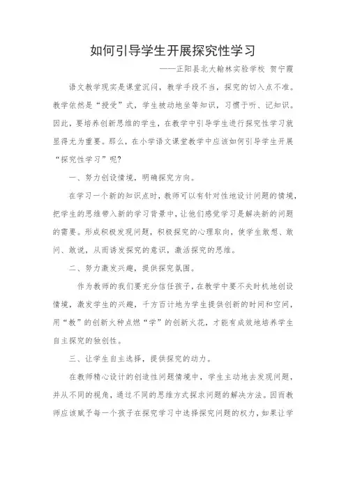 如何引导学生开展探究性学习