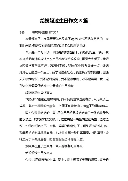 给妈妈过生日作文5篇