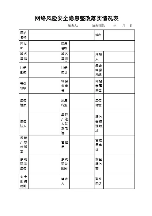 网络安全整改情况表