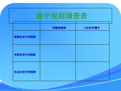 《遵守规则状况调查》综合实践活动课课件(科教版五年级上册)