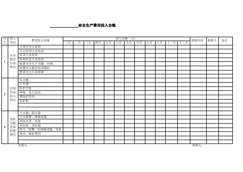 安全生产费用投入台账模版