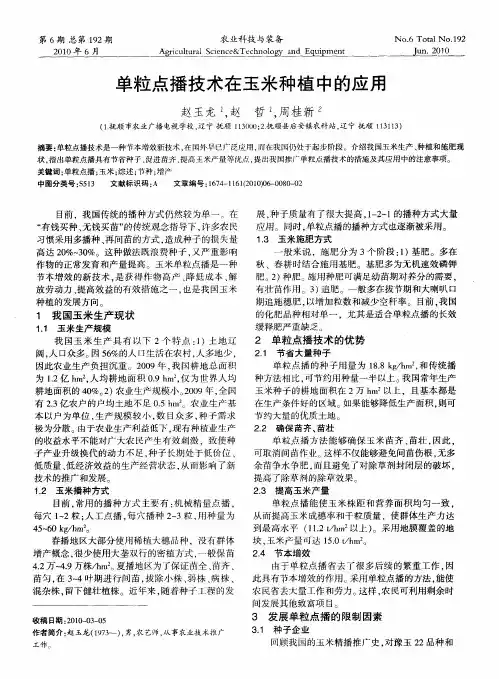 单粒点播技术在玉米种植中的应用