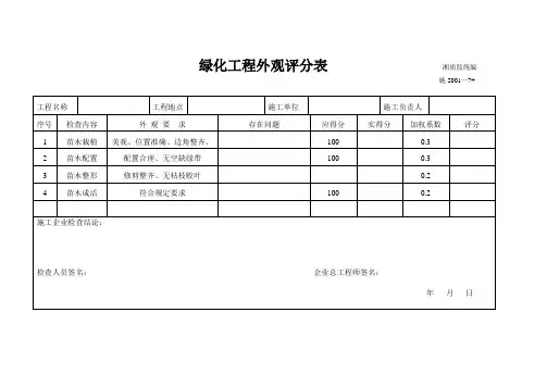绿化工程外观评分表