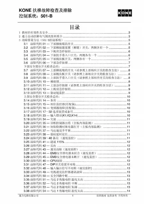 通力501-B扶梯故障检查及排除培训资料1