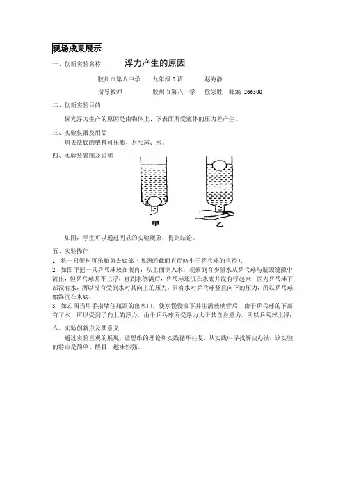 物理创新实验：浮力产生原因