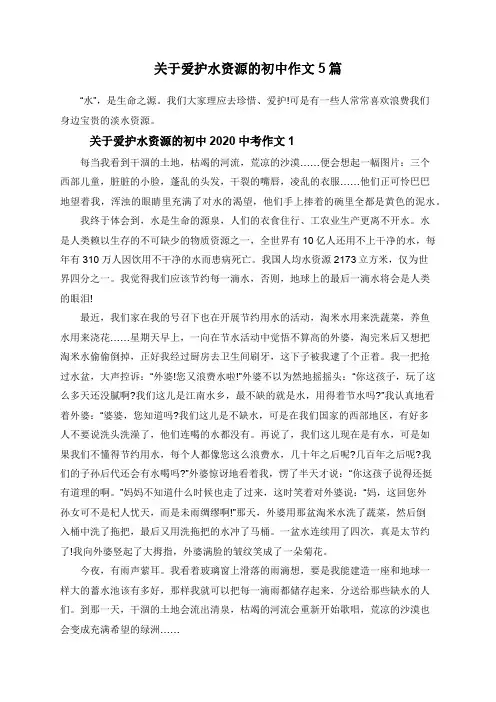 关于爱护水资源的初中作文5篇