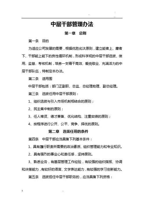 中层干部管理办法