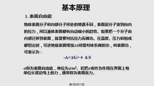 测定溶液的表面张力PPT课件