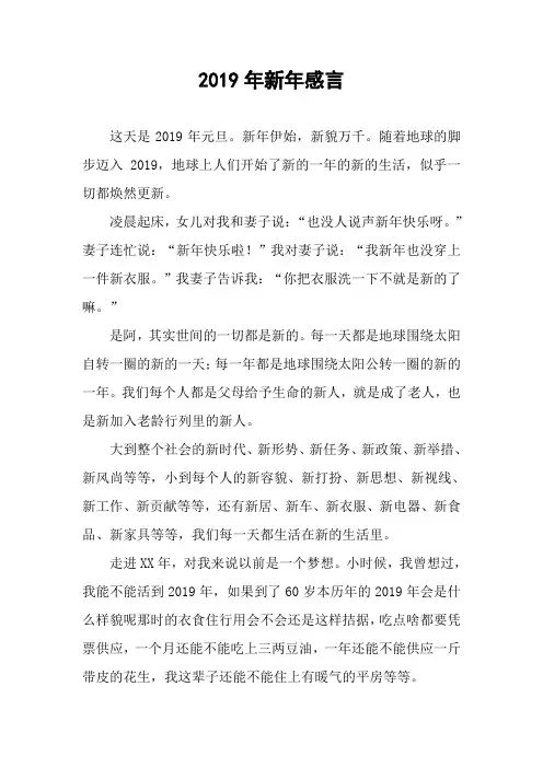 2019年新年感言