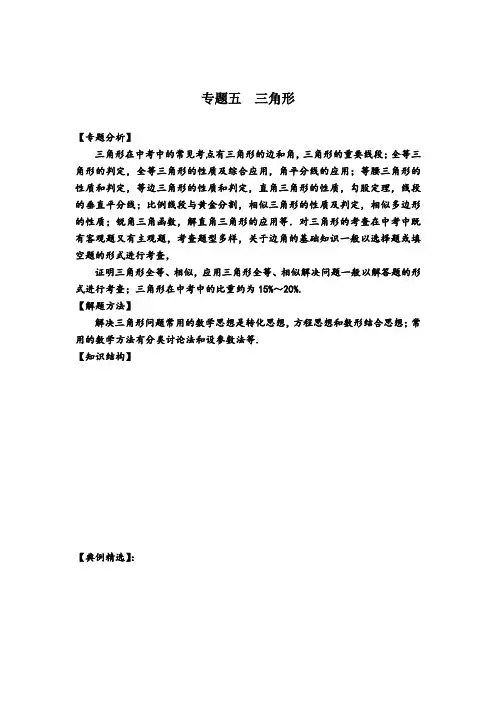 中考数学专题复习：专题五 三角形