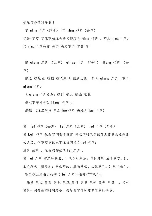 (完整版)普通话易读错字