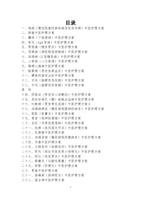 五十二个中医护理方案