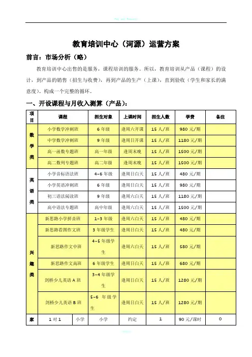 教育培训中心运营方案 2