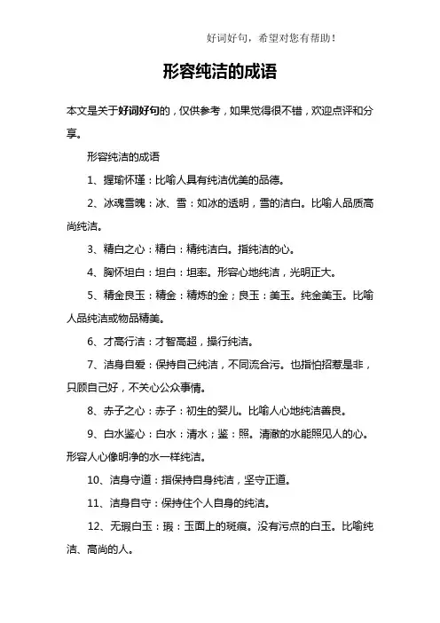 形容纯洁的成语