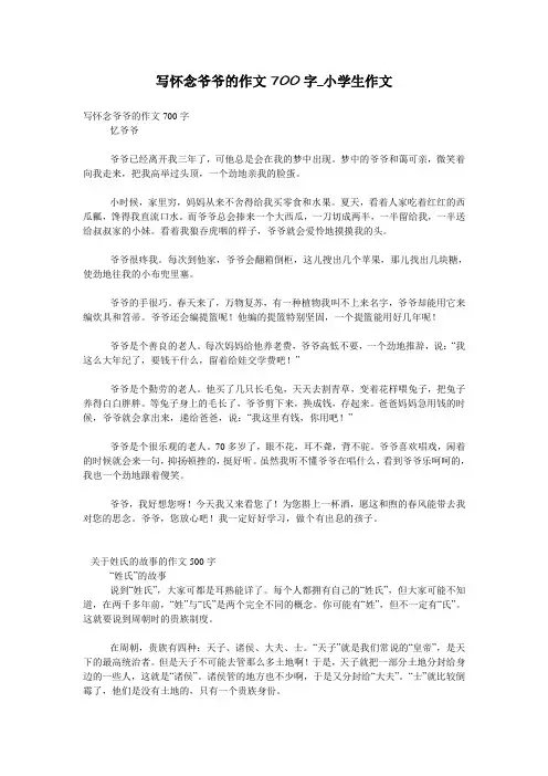 写怀念爷爷的作文700字_小学生作文