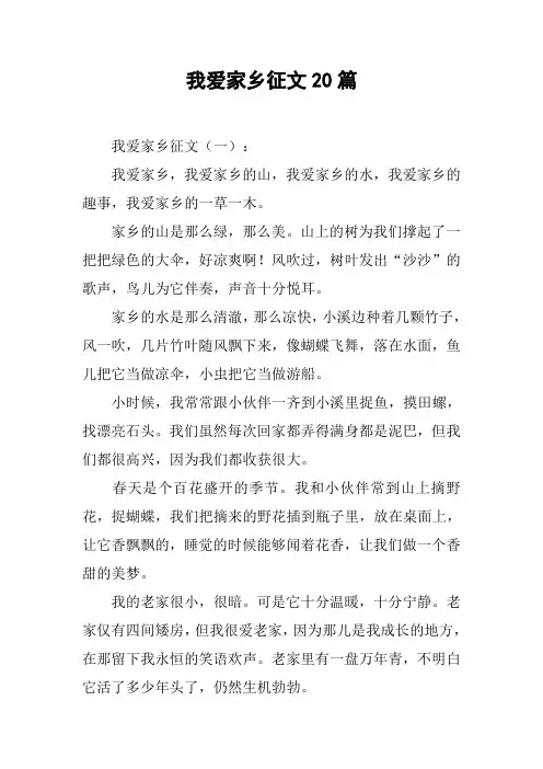 我爱家乡征文20篇