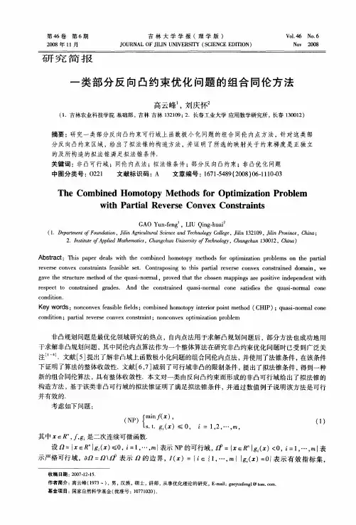 一类部分反向凸约束优化问题的组合同伦方法
