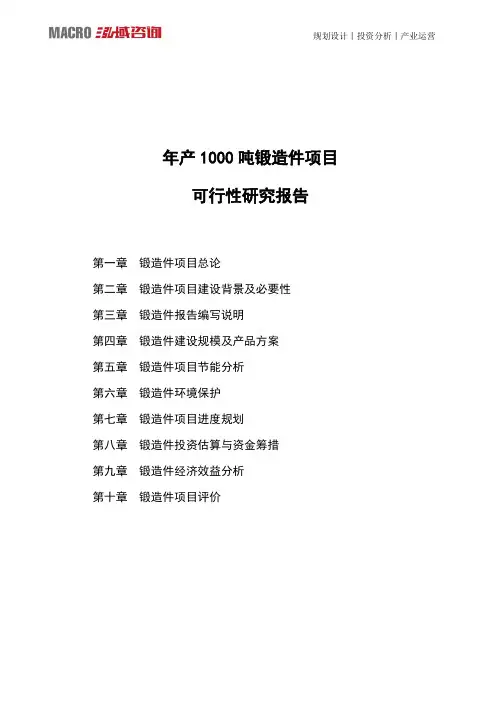 年产1000吨锻造件项目可行性研究报告