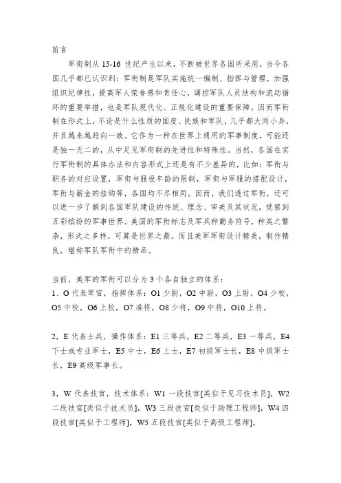 美军军衔体系简介(讲稿)