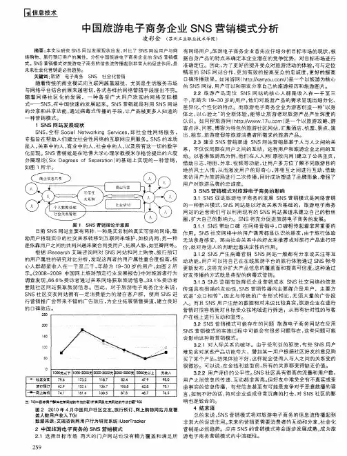 中国旅游电子商务企业SNS营销模式分析