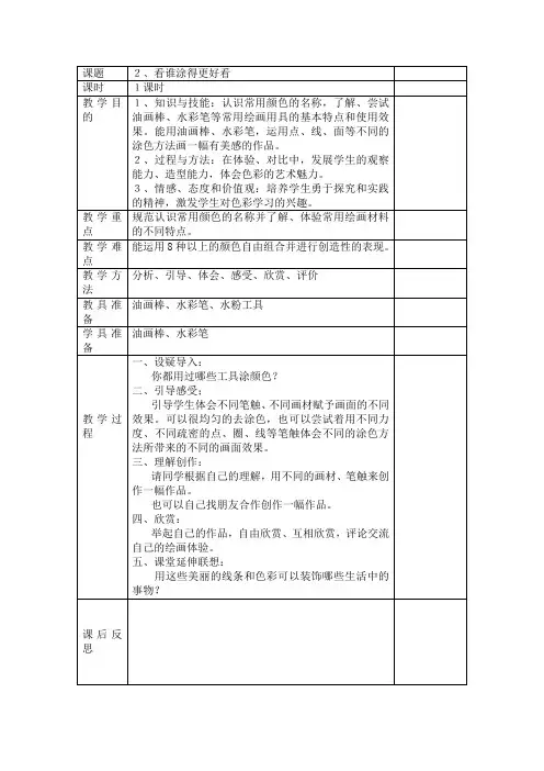 一年级美术上册2、《看谁涂得更好看》