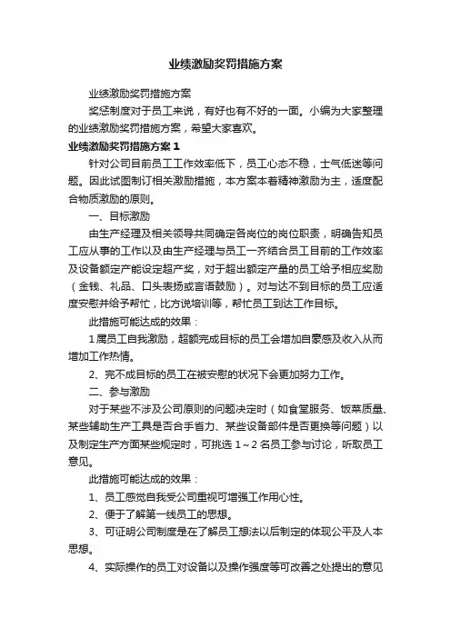 业绩激励奖罚措施方案