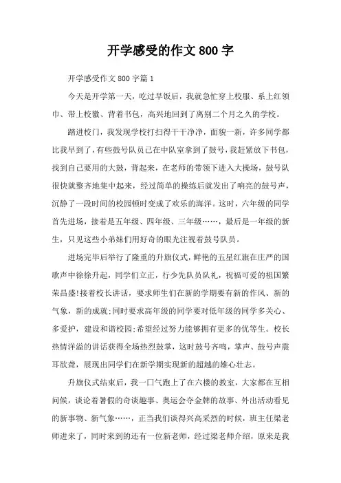 开学感受的作文800字