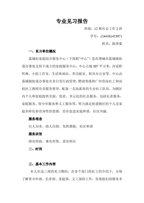 专业见习报告模板