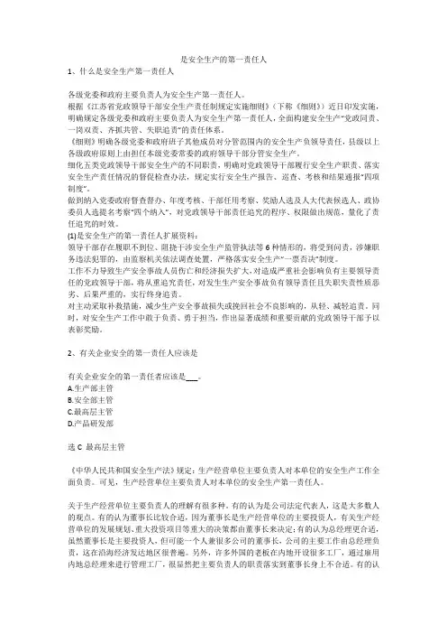 是安全生产的第一责任人安全生产