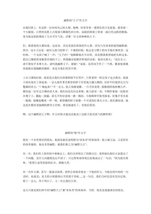 幽默的“他”作文300字