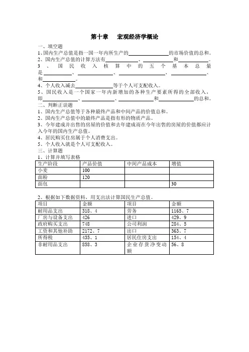 第十章   宏观经济学概论