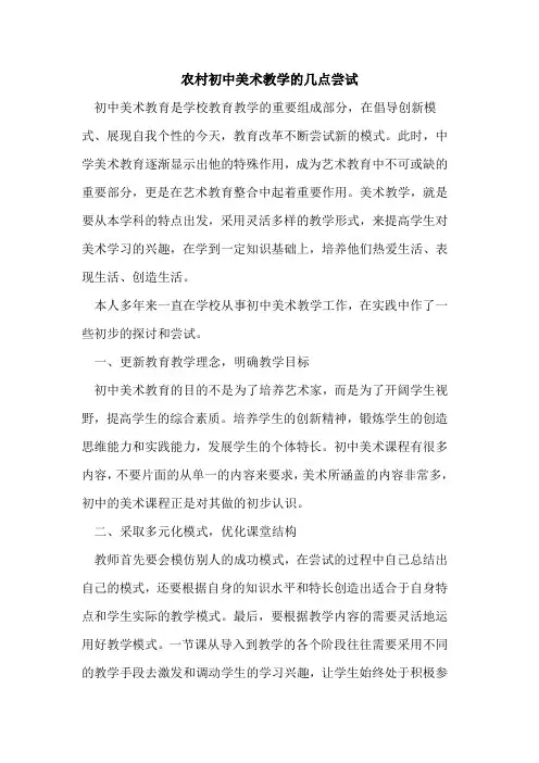 农村初中美术教学几点尝试