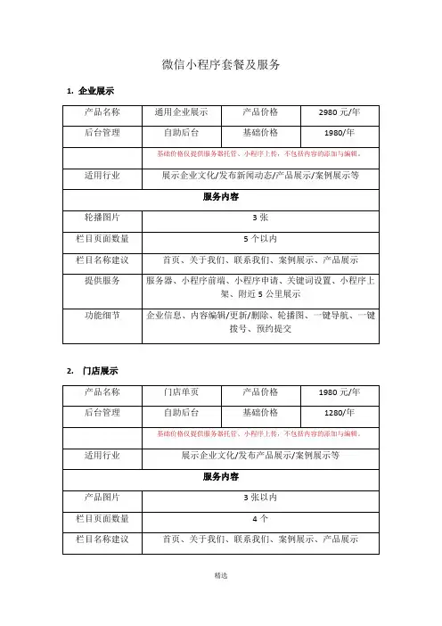 小程序报价单
