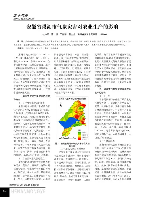 安徽省巢湖市气象灾害对农业生产的影响