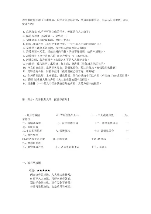 WOW魔兽世界完整声望攻略大全 旧世部分 