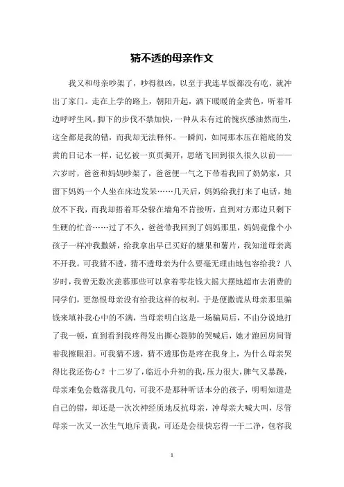 猜不透的母亲作文
