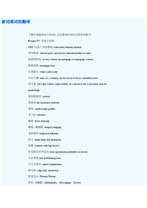 新词难词的翻译