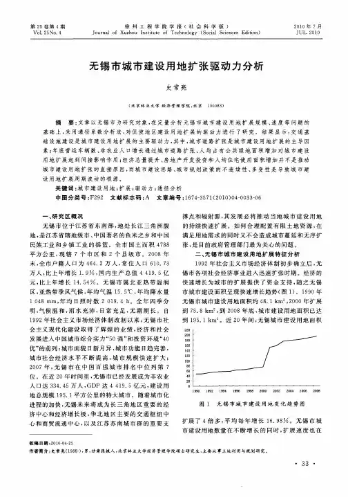 无锡市城市建设用地扩张驱动力分析