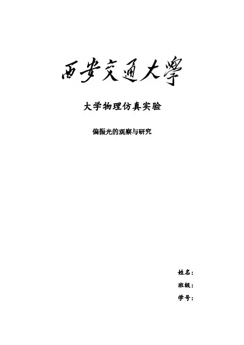 西安交通大学大学物理仿真实验