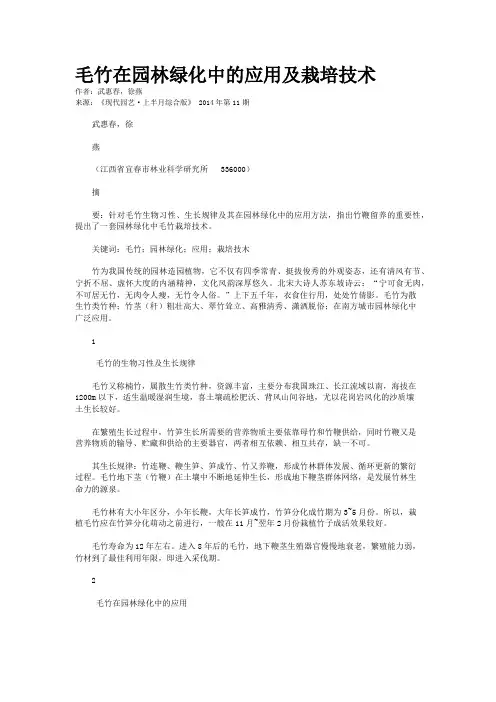 毛竹在园林绿化中的应用及栽培技术  