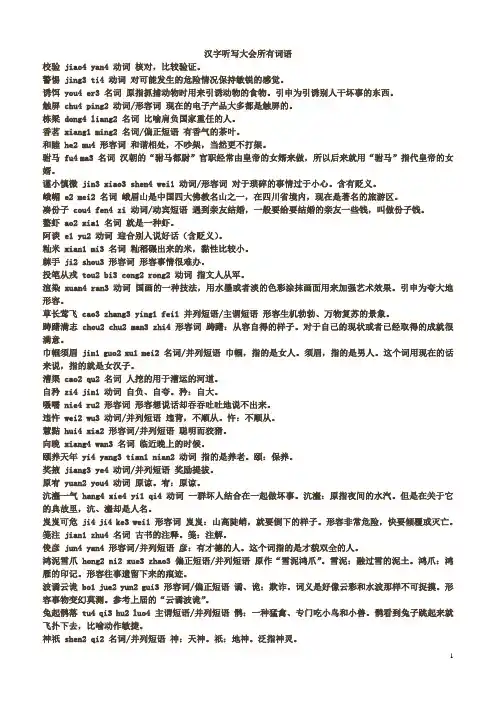 汉字听写大会词语文档