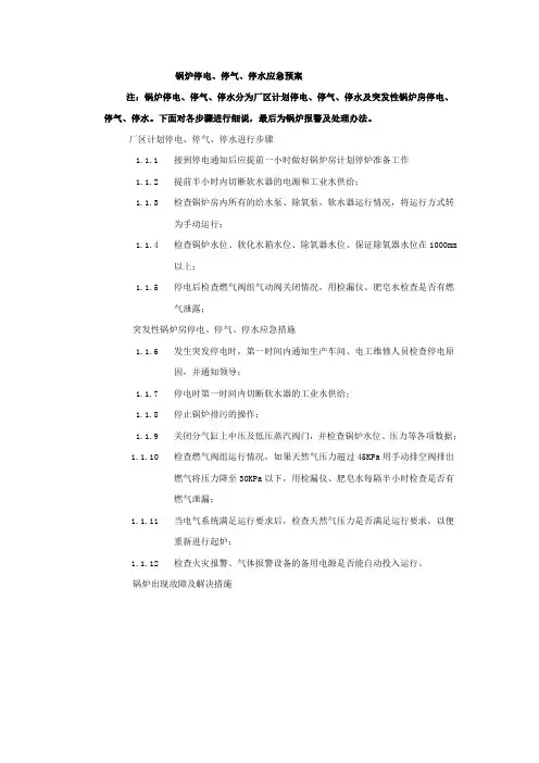 锅炉停电 停气 停水应急预案