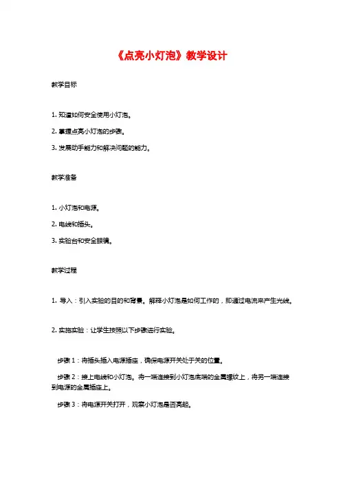 《点亮小灯泡》教学设计