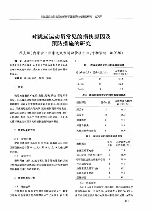 对跳远运动员常见的损伤原因及预防措施的研究