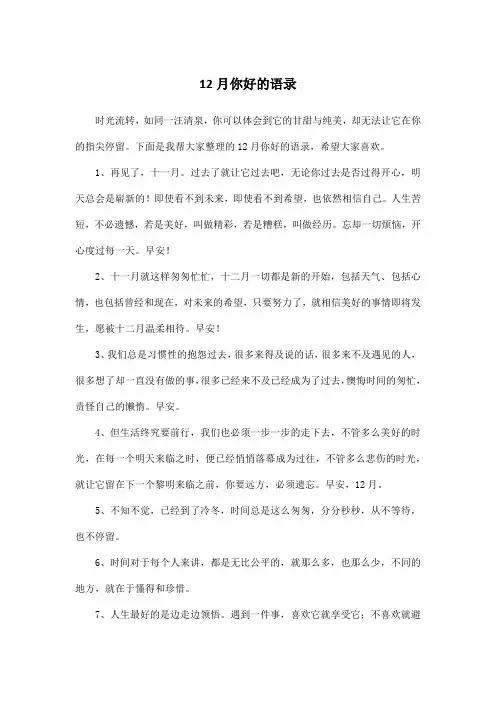 12月你好的语录
