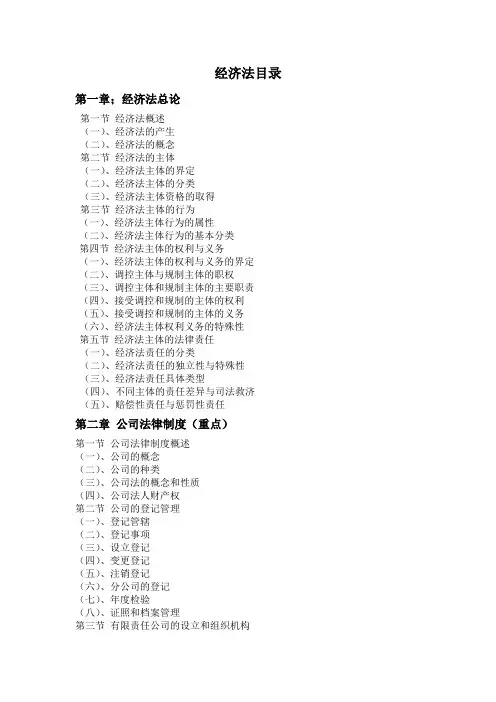 经济法目录Microsoft Word 文档